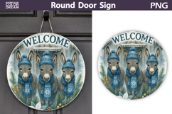 Merry Christmas Round Sign | Donkey Door Sign Product Image 1