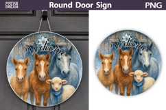 Merry Christmas Round Sign | Horse Door Sign Product Image 1