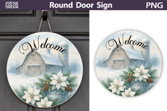 Merry Christmas Round Sign | Farm Door Sign Product Image 1