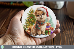 GorgeousFarm Christmas Santa Round Coaster design.