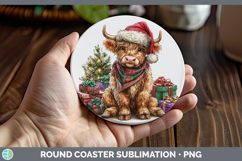 GorgeousFarm Christmas Santa Round Coaster design.