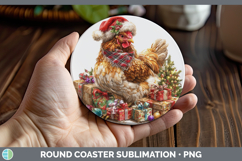 GorgeousFarm Christmas Santa Round Coaster design.
