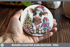 GorgeousFarm Christmas Santa Round Coaster design.