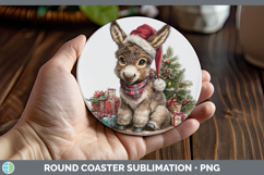 GorgeousFarm Christmas Santa Round Coaster design.