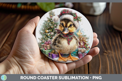 GorgeousFarm Christmas Santa Round Coaster design.