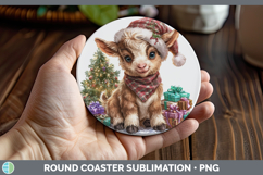 GorgeousFarm Christmas Santa Round Coaster design.