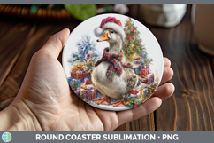 GorgeousFarm Christmas Santa Round Coaster design.