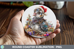 GorgeousFarm Christmas Santa Round Coaster design.