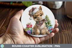 GorgeousFarm Christmas Santa Round Coaster design.