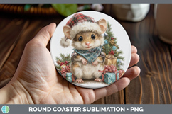 GorgeousFarm Christmas Santa Round Coaster design.