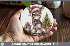 GorgeousFarm Christmas Santa Round Coaster design.