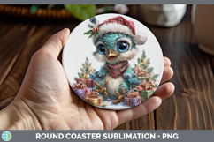 GorgeousFarm Christmas Santa Round Coaster design.