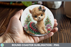 GorgeousFarm Cute Christmas Round Coaster design.