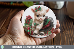 GorgeousFarm Cute Christmas Round Coaster design.