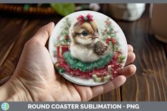 GorgeousFarm Cute Christmas Round Coaster design.