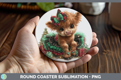 GorgeousFarm Cute Christmas Round Coaster design.