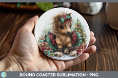 GorgeousFarm Cute Christmas Round Coaster design.