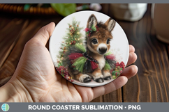 GorgeousFarm Cute Christmas Round Coaster design.