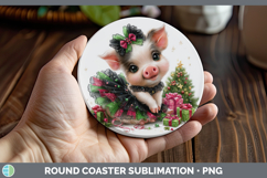 GorgeousFarm Cute Christmas Round Coaster design.