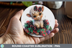GorgeousFarm Cute Christmas Round Coaster design.