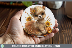 GorgeousFarm Cute Thanksgiving Round Coaster design.