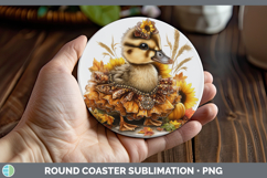 GorgeousFarm Cute Thanksgiving Round Coaster design.