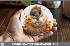 GorgeousFarm Cute Thanksgiving Round Coaster design.