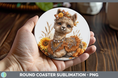 GorgeousFarm Cute Thanksgiving Round Coaster design.