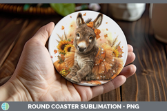 GorgeousFarm Cute Thanksgiving Round Coaster design.