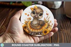 GorgeousFarm Cute Thanksgiving Round Coaster design.