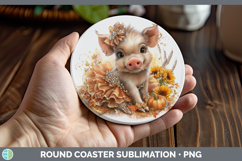 GorgeousFarm Cute Thanksgiving Round Coaster design.