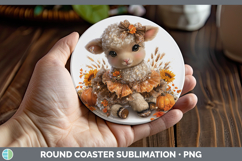 GorgeousFarm Cute Thanksgiving Round Coaster design.