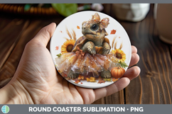 GorgeousFarm Cute Thanksgiving Round Coaster design.