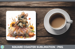 GorgeousFarm Cute Thanksgiving Square Coaster design.