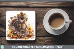GorgeousFarm Cute Thanksgiving Square Coaster design.