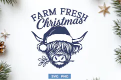 Farm Fresh Christmas SVG | Highland Cow Christmas PNG Design Product Image 1