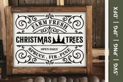 Christmas Trees Sign - Vintage Christmas Sign - svg png Product Image 1