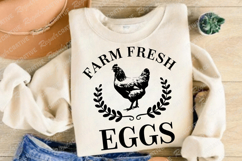 Farm Fresh Eggs With Chicken And Laurel Wreath Vector PNG Product Image 2