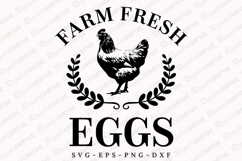 Farm Fresh Eggs With Chicken And Laurel Wreath Vector PNG Product Image 1