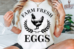Farm Fresh Eggs With Chicken And Laurel Wreath Vector PNG Product Image 3