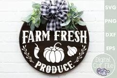 Farmhouse Home Round Sign Svg | Farm Fresh Produce Product Image 1