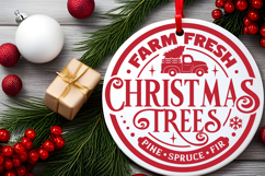 Farm Fresh Christmas Trees Round SVG Ornament Product Image 2
