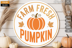 Farm Fresh Pumpkin SVG File | Fall Round Sign SVG Product Image 1