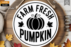 Farm Fresh Pumpkin SVG File | Fall Round Sign SVG Product Image 2