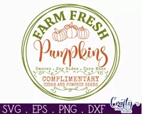 Fall Farmhouse Round Svg, Farm Fresh Pumpkins Porch Sign Product Image 2