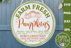 Fall Farmhouse Round Svg, Farm Fresh Pumpkins Porch Sign Product Image 1
