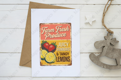 Farm Fresh Strawberries and Lemons Vintage Sign PNG Product Image 3