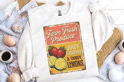 Farm Fresh Strawberries and Lemons Vintage Sign PNG Product Image 5