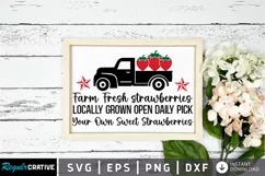 Farm Fresh Strawberries SVG, Farmhouse Sign SVG Design Product Image 1
