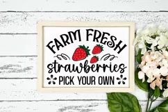 Farm Fresh Strawberries SVG, Farmhouse Sign SVG Design Product Image 2